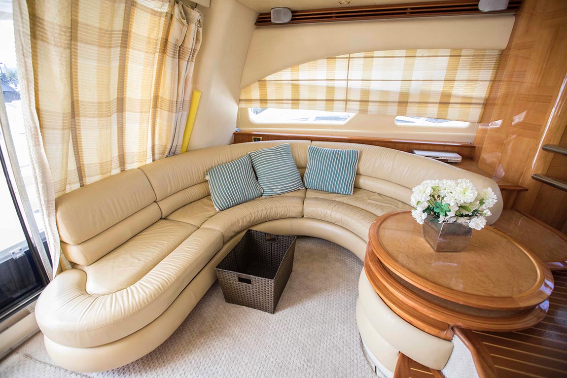 Seats inside the 55 Ft Azimut Yacht