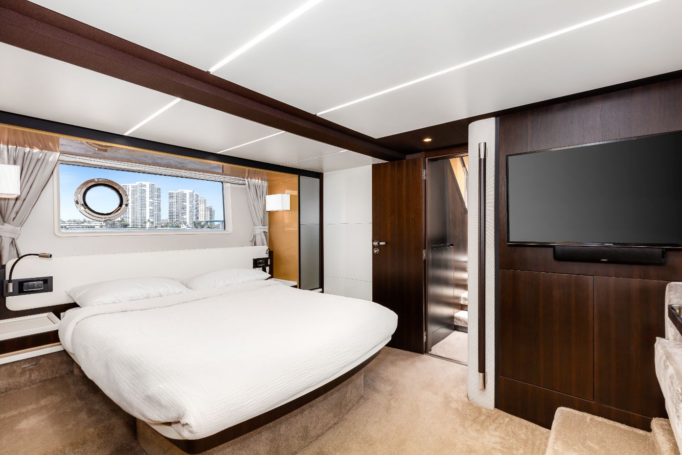 Big Room with Flat Screen TV on the 70 Ft Azimut Yacht