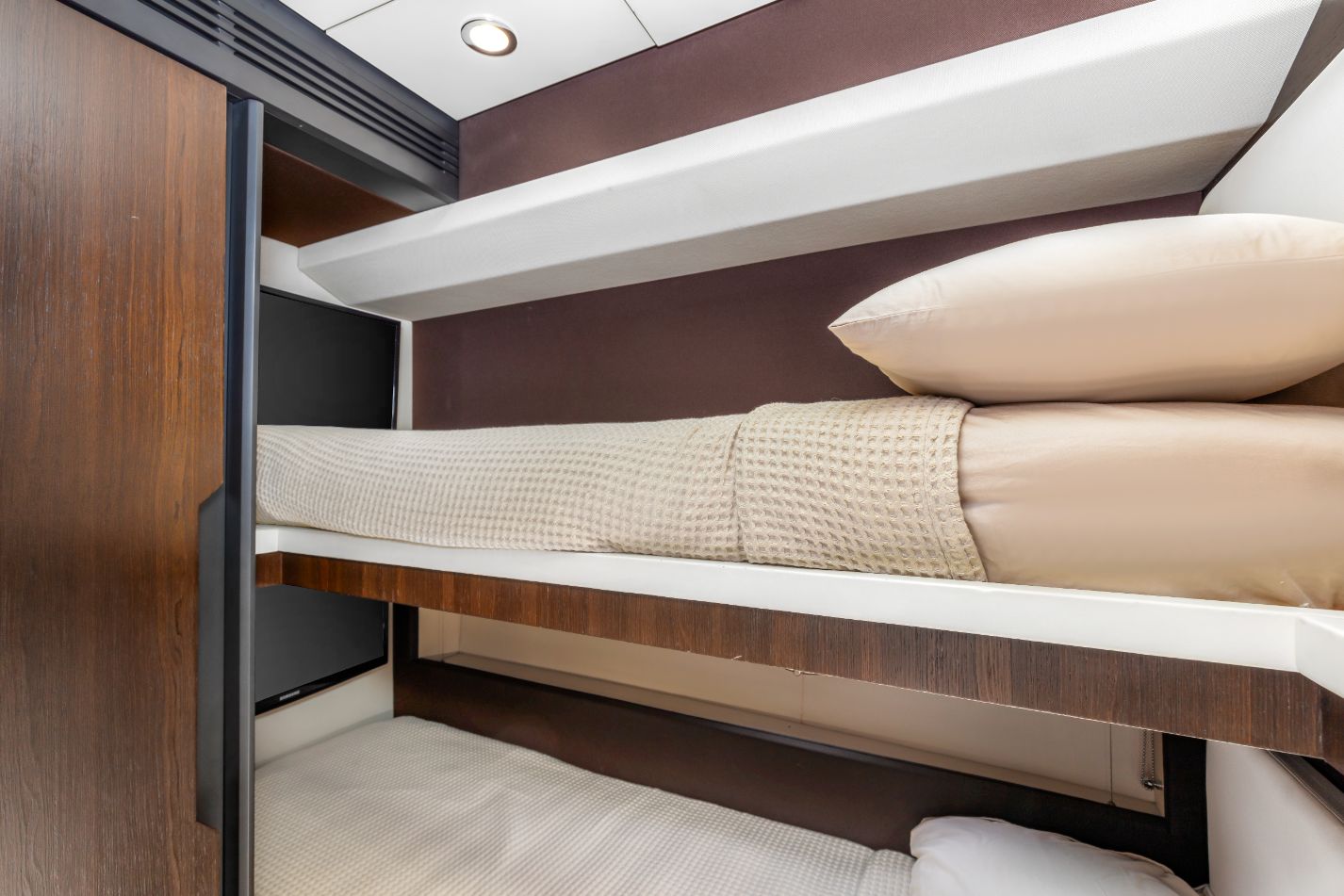 Beds inside the 70 Ft Azimut Yacht