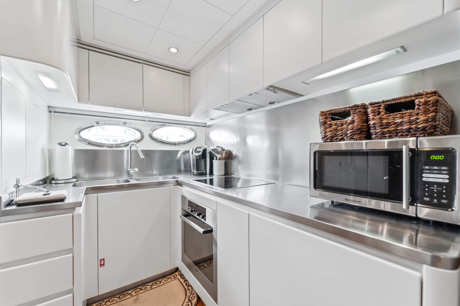 Kitchen and Sink Section of the Jerico 92 Ft Pershing Luxury Yacht